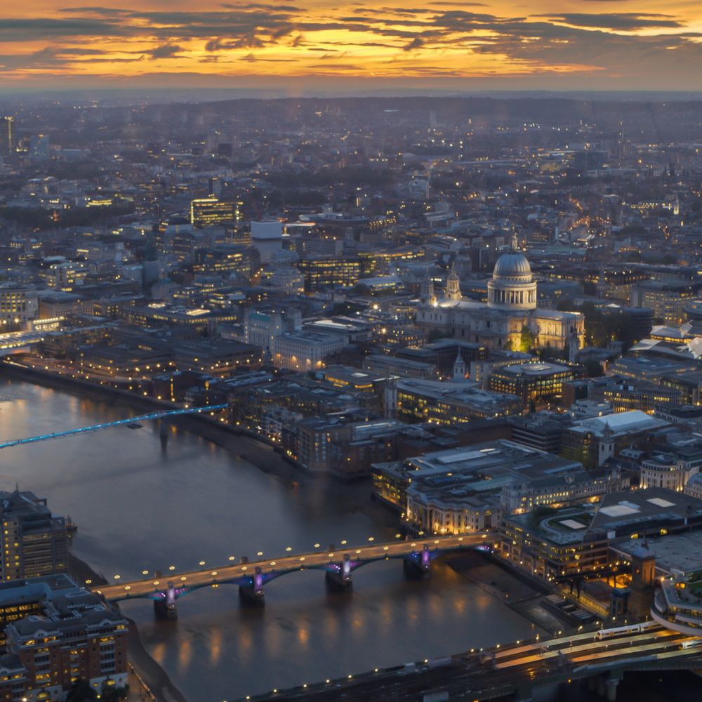 Photo of evening London from top.